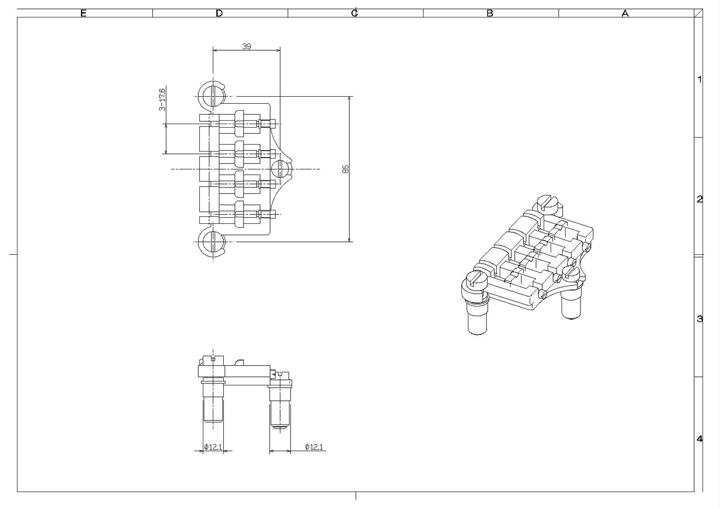3-point support ripper type base bridge chrome