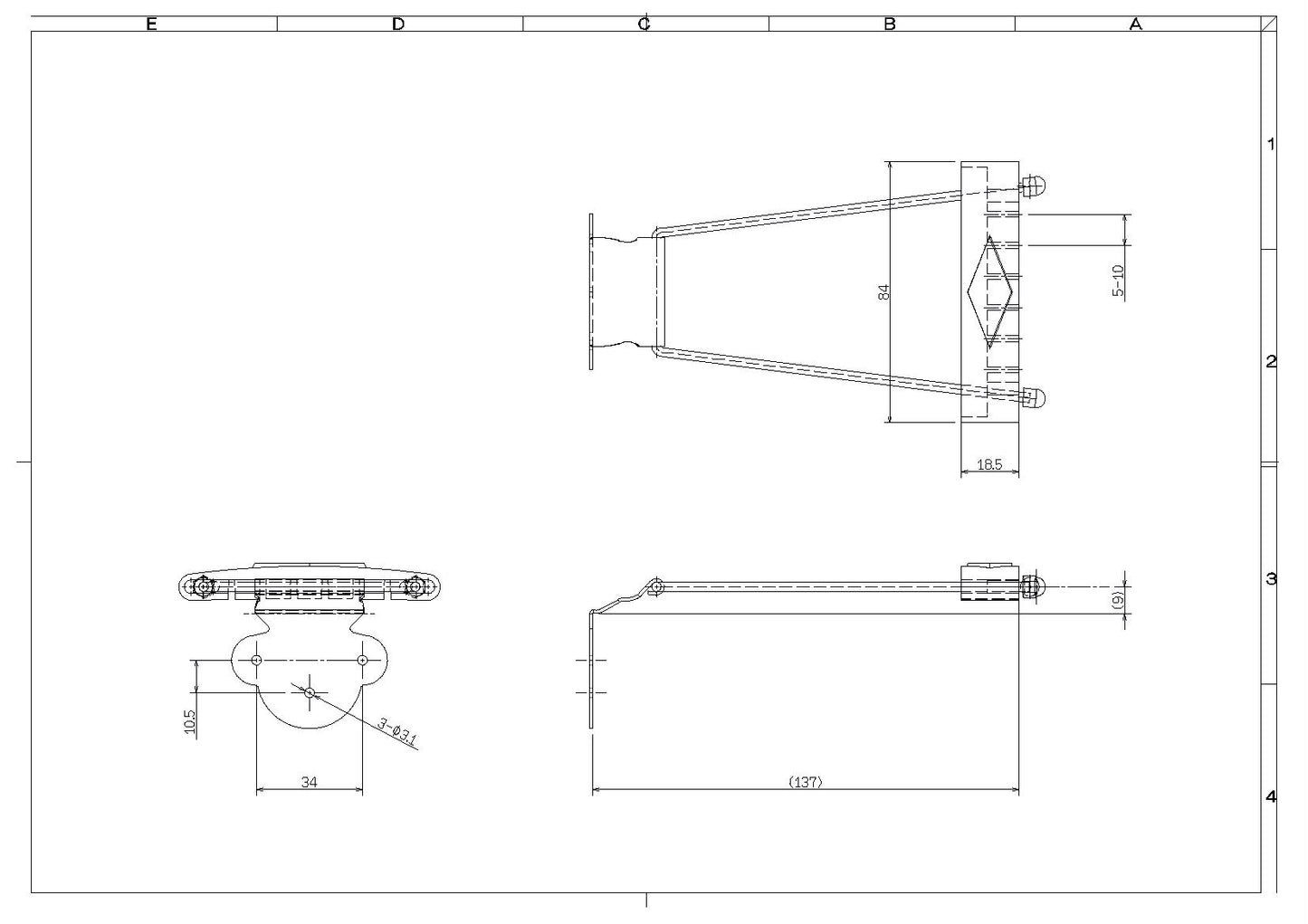 3.アーチトップギター用 セミアコ用ブランコ型テールピース 335スタイル ニッケル 弦ピッチ10mm