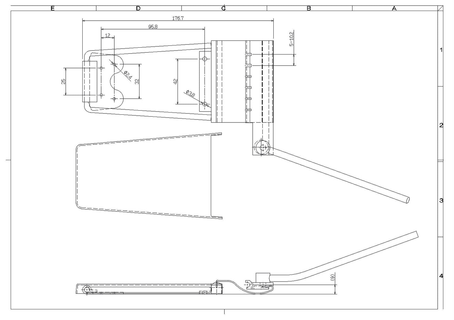 Leaf spring tremolo unit long chrome 